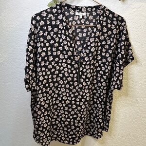 Maurices Black and White Floral Blouse
